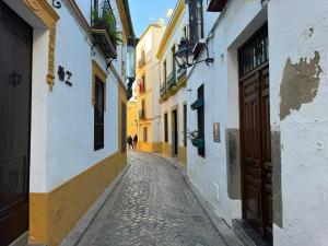 科尔多瓦Noches de Córdoba的一条有楼房的小巷里空荡荡的街道
