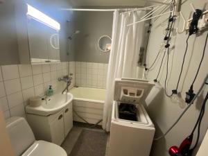 凯米Style 1BR Appartment in Kemi - Tornio的浴室配有卫生间、盥洗盆和淋浴。