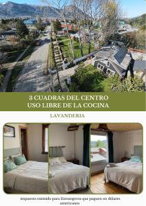 科伊艾科Casa Balmaceda Backpackers的一张两张照片拼在一起的房间,有两张床