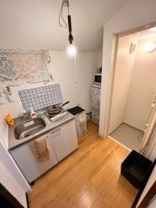 东京SnowHouse的一间带水槽和炉灶的小厨房