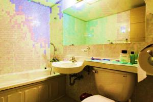 高阳市Goyang City Ilsan Apartment的一间带水槽、卫生间和镜子的浴室