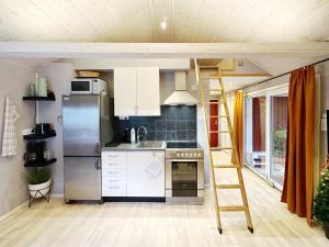 斯塔德Ystad Holiday Houses的一个小房子里带梯子的厨房