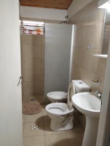 阿尔韦亚尔将军镇Alojamiento Alem的一间带卫生间和水槽的浴室