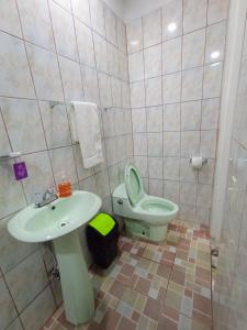 波托韦洛Belo Bay Apartment Hotel的一间带水槽和卫生间的浴室
