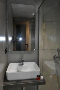 Vasco Da GamaHOTEL SUPREME (VASCO)的一间带水槽、镜子和淋浴的浴室