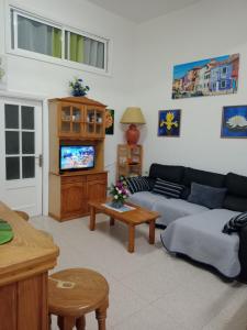 巴哈马尔Bajamar Sun and beach的带沙发和电视的客厅