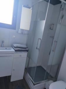 马拉科夫PARIS de FLORE Stane的带淋浴和盥洗盆的浴室