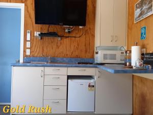 CharlestonCharleston Goldfields Accommodation的厨房配有带水槽和微波炉的台面
