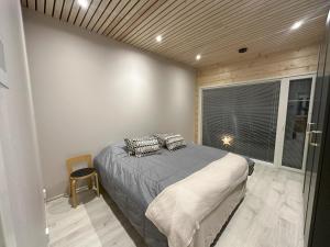 罗瓦涅米Lakeside Lodge Norvis的一间卧室设有一张床和一个大窗户
