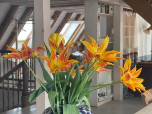 乐罗西Boutique-Hotel Guesthouse Le Locle的花瓶里满是黄橙花
