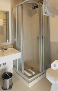 德班潘若迪酒店的带淋浴、水槽和卫生间的浴室