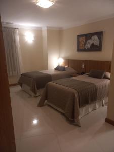 蓬塔格罗萨Barbur Center Hotel的一间酒店客房,房间内设有两张床