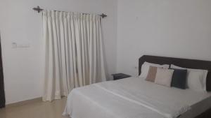 卡纳科纳INAS Guest House的卧室配有白色的床和窗户。