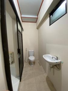 KalasanNawasena Guesthouse Jogja的一间带卫生间和水槽的浴室