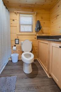查塔努加Jake Cabin Luxury Hot Tub Cabin Near Downtown的小木屋内带卫生间的浴室