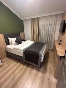 伊斯坦布尔畔迪克海洋酒店的一间卧室配有一张床和一台电视
