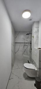 卡夫尼克Cabana Pietrele Șoimului的白色的浴室设有卫生间和水槽。