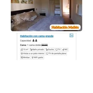 巴拉斯港habitac privada Bed n Bkf Patagonia Norte - Puerto Varas Homestay - BnB Plus的手机的屏风,在房间里有一床床