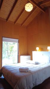 布拉干萨Sobre Aguas Camping的一间卧室设有一张大床和窗户