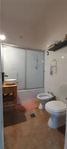 布宜诺斯艾利斯Boedo Tango的一间带卫生间和水槽的浴室