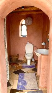 JaïdatLekechdomes la terre des bédouins的一间带卫生间和水槽的浴室