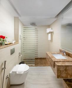 麦地那ايليت الخالدية的浴室配有卫生间、盥洗盆和淋浴。