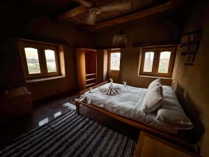 阿斯旺Eco Nubia的一间设有床铺的卧室,位于带窗户的房间内