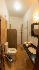 卡诺格布拉达Pousada Vila Canoa的一间带卫生间和水槽的浴室