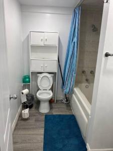 皮克灵Large Separate Entrance Basement Unit 2Beds 1Washroom Sleeps 4-6的一间带卫生间和淋浴的小浴室