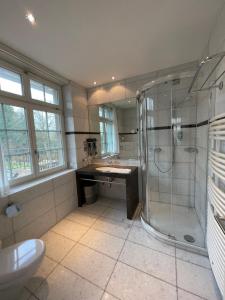 卢特巴赫Parkforum Wylihof的带淋浴和盥洗盆的浴室