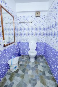 蒙纳EL LORA RESlDENCY的紫色客房内带卫生间的浴室