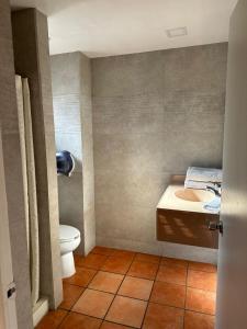 诺加利斯诺加利斯殖民地酒店的一间带水槽和卫生间的浴室