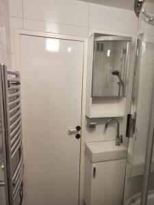 洛克尼册弗奥里克奥拉赫Apartmán Rokytnička的白色的浴室设有水槽和镜子