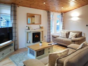 巴洛赫Kingfisher Lodge - Uk46046的带沙发和壁炉的客厅