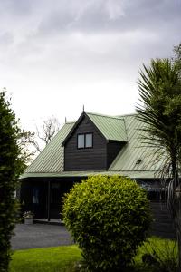 HaruruFOREST WATERS的绿色屋顶的黑色房子