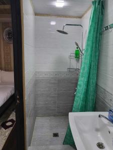 撒马尔罕SHAHNOZA GRAND的带淋浴和盥洗盆的浴室