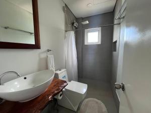 公主港蓝色泻湖酒套房酒店的一间带水槽、卫生间和镜子的浴室