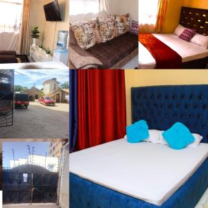 蒙巴萨Mahnoor Airbnb Mombasa的卧室和床的照片拼合在一起