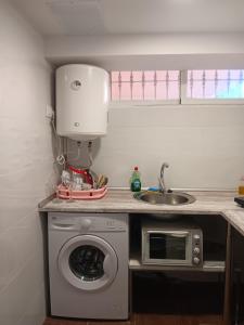 AloveraApartamento Triana的厨房配有洗衣机和水槽