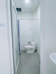 芹苴HOATEL MEKONG HOME GUESTHOUSE的白色的浴室设有卫生间和水槽。