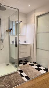 瓦朗斯Le studio d'Agathe centre historique - Confort & Calme的带淋浴和盥洗盆的浴室