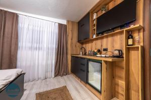 贝拉内Apartments Ivangrad的一个小房间里一个小厨房,有窗户