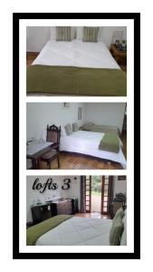 坎波斯杜若尔当Pousada Lofts e Suítes Campos的一张床上两张照片的拼贴