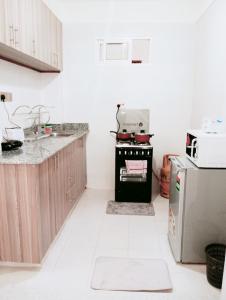 内罗毕Spacious Studio in Kileleshwa Nairobi的厨房配有炉灶和冰箱。