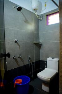 马拉利库兰Marari Anns Casa Beach Homestay的一间带卫生间和淋浴及窗户的浴室