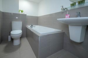 布罗肯赫斯特Entire Apartment in Central Brockenhurst的一间带卫生间和水槽的浴室
