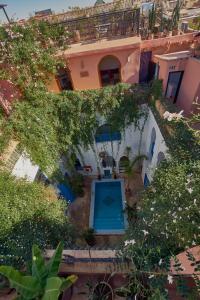 马拉喀什里亚德查梅陇摩洛哥传统庭院住宅旅馆的花园别墅的顶部景致
