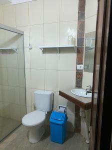 萨迈帕塔Casa Rural Doña Blanca的一间带卫生间和水槽的浴室