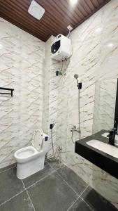 高平Minh Hoang Hotel & Homestay的一间带卫生间和水槽的浴室