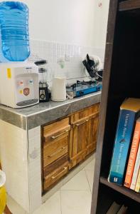 蒙巴萨Moraa’s Home的厨房配有带搅拌机的台面